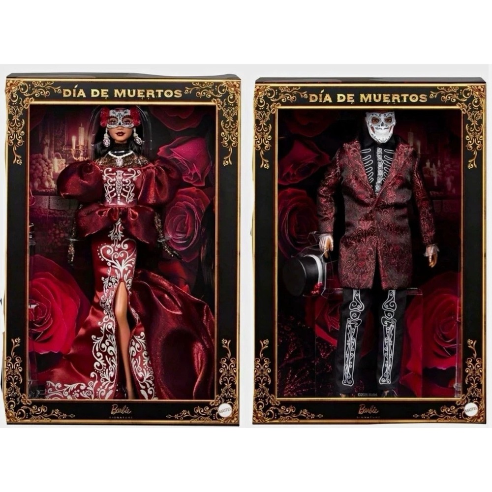 Barbie & Ken Mattel Dia De Muertos Set 2026 Burgundy Black Label NIB In Hand